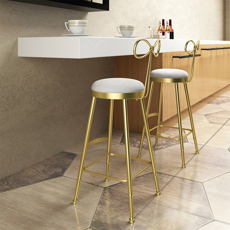 Upholstered Counter Stool Glam Style Round Low Back Bar Stool with Gold Frame Clearhalo 'Bar Furniture' 'Bar Stools' 'bar_stools' 'furn' 'furn_bar_stools' 'Furniture' 'Kitchen & Dining Furniture' 6372504