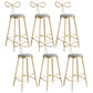 Upholstered Counter Stool Glam Style Round Low Back Bar Stool with Gold Frame 6 Piece Set Clearhalo 'Bar Furniture' 'Bar Stools' 'bar_stools' 'furn' 'furn_bar_stools' 'Furniture' 'Kitchen & Dining Furniture' 6372505