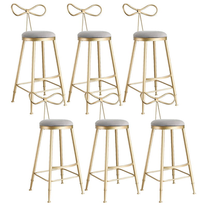 Upholstered Counter Stool Glam Style Round Low Back Bar Stool with Gold Frame 6 Piece Set Clearhalo 'Bar Furniture' 'Bar Stools' 'bar_stools' 'furn' 'furn_bar_stools' 'Furniture' 'Kitchen & Dining Furniture' 6372505