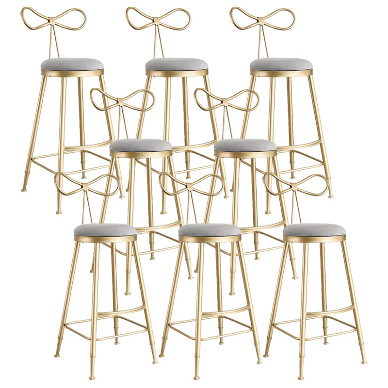 Upholstered Counter Stool Glam Style Round Low Back Bar Stool with Gold Frame 8 Piece Set Clearhalo 'Bar Furniture' 'Bar Stools' 'bar_stools' 'furn' 'furn_bar_stools' 'Furniture' 'Kitchen & Dining Furniture' 6372507
