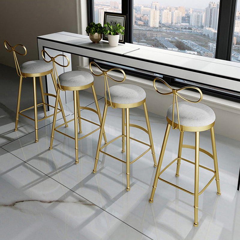 Upholstered Counter Stool Glam Style Round Low Back Bar Stool with Gold Frame Clearhalo 'Bar Furniture' 'Bar Stools' 'bar_stools' 'furn' 'furn_bar_stools' 'Furniture' 'Kitchen & Dining Furniture' 6372508