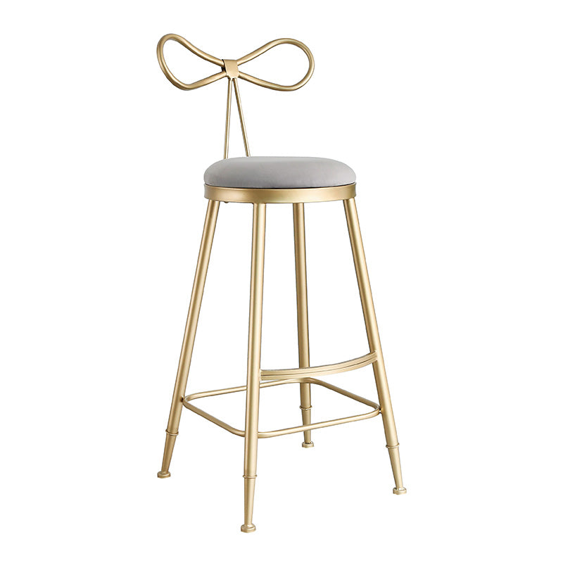 Upholstered Counter Stool Glam Style Round Low Back Bar Stool with Gold Frame Clearhalo 'Bar Furniture' 'Bar Stools' 'bar_stools' 'furn' 'furn_bar_stools' 'Furniture' 'Kitchen & Dining Furniture' 6372509