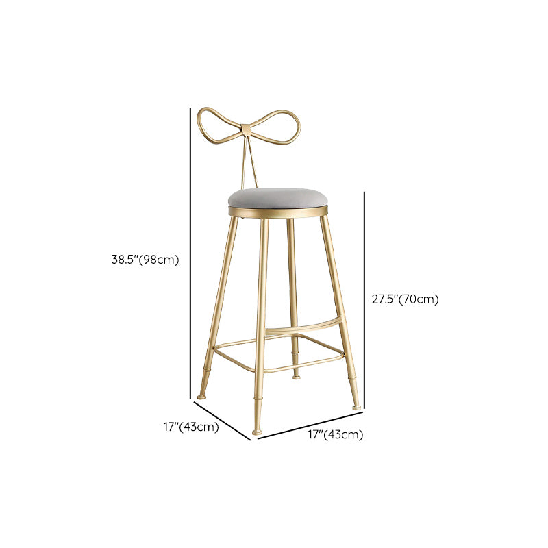 Upholstered Counter Stool Glam Style Round Low Back Bar Stool with Gold Frame Clearhalo 'Bar Furniture' 'Bar Stools' 'bar_stools' 'furn' 'furn_bar_stools' 'Furniture' 'Kitchen & Dining Furniture' 6372515