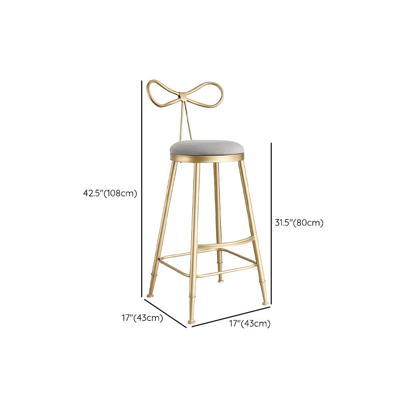 Upholstered Counter Stool Glam Style Round Low Back Bar Stool with Gold Frame Clearhalo 'Bar Furniture' 'Bar Stools' 'bar_stools' 'furn' 'furn_bar_stools' 'Furniture' 'Kitchen & Dining Furniture' 6372517