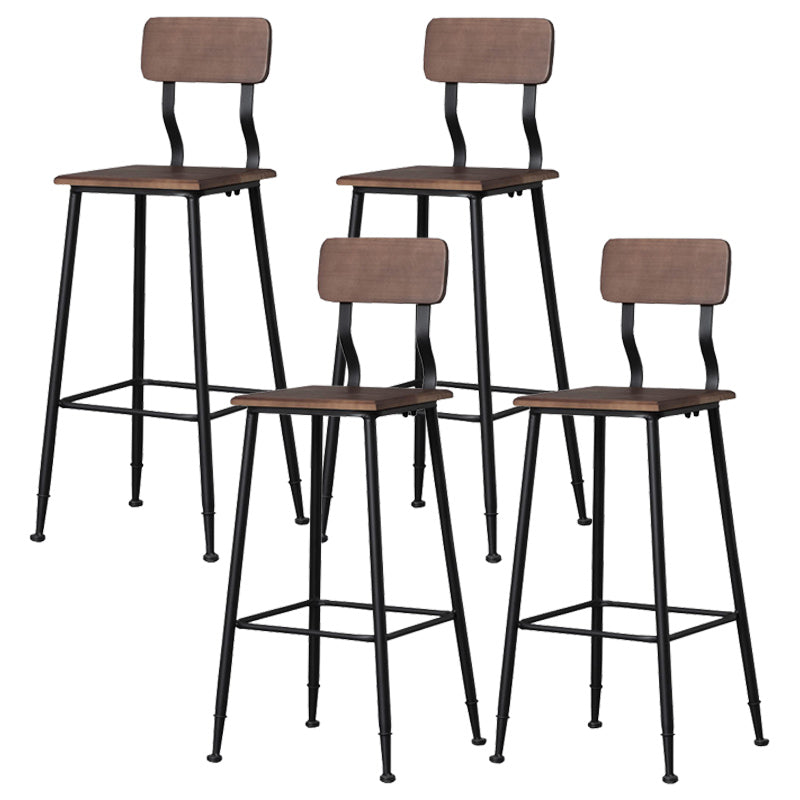Modern Solid Wood Counter Stool Armless Bar Height Bar Stool with Footrest Black 4 Piece Set Clearhalo 'Bar Furniture' 'Bar Stools' 'bar_stools' 'furn' 'furn_bar_stools' 'Furniture' 'Kitchen & Dining Furniture' 6372521