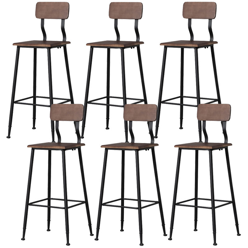 Modern Solid Wood Counter Stool Armless Bar Height Bar Stool with Footrest Black 6 Piece Set Clearhalo 'Bar Furniture' 'Bar Stools' 'bar_stools' 'furn' 'furn_bar_stools' 'Furniture' 'Kitchen & Dining Furniture' 6372522