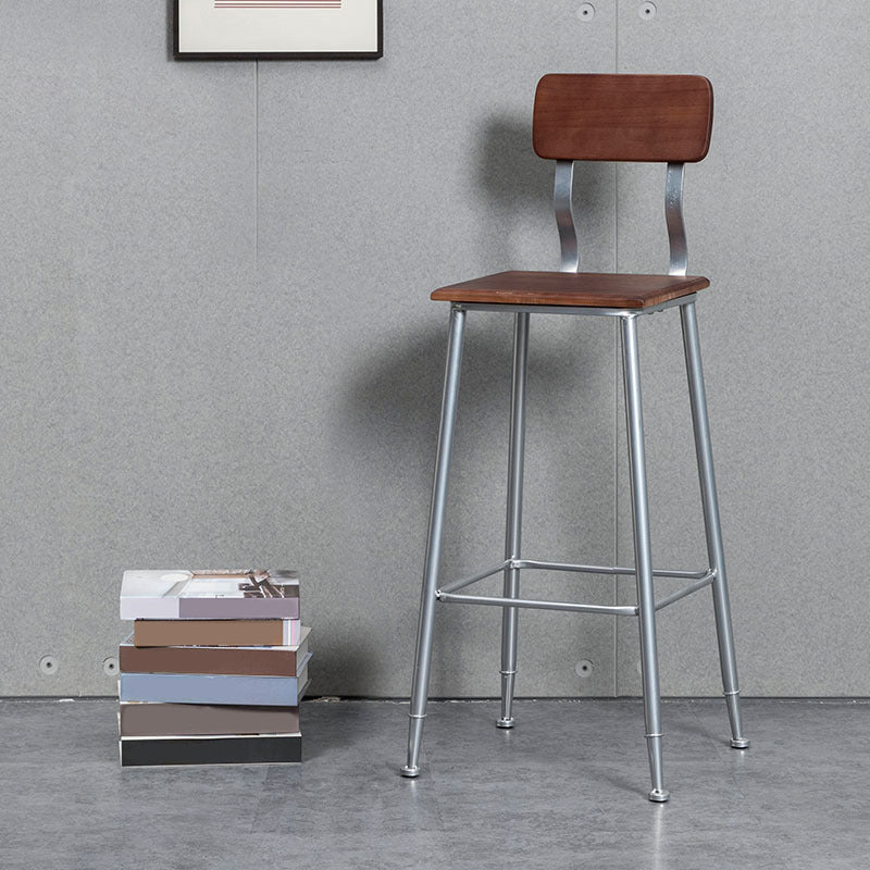 Modern Solid Wood Counter Stool Armless Bar Height Bar Stool with Footrest Silver 1 Piece Clearhalo 'Bar Furniture' 'Bar Stools' 'bar_stools' 'furn' 'furn_bar_stools' 'Furniture' 'Kitchen & Dining Furniture' 6372523