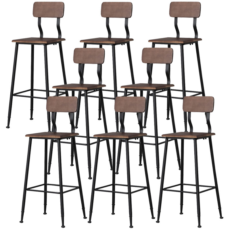 Modern Solid Wood Counter Stool Armless Bar Height Bar Stool with Footrest Black 8 Piece Set Clearhalo 'Bar Furniture' 'Bar Stools' 'bar_stools' 'furn' 'furn_bar_stools' 'Furniture' 'Kitchen & Dining Furniture' 6372524