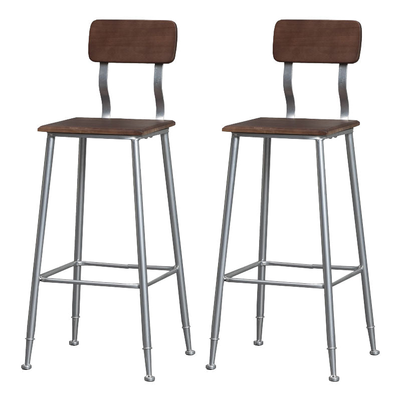Modern Solid Wood Counter Stool Armless Bar Height Bar Stool with Footrest Silver 2 Piece Set Clearhalo 'Bar Furniture' 'Bar Stools' 'bar_stools' 'furn' 'furn_bar_stools' 'Furniture' 'Kitchen & Dining Furniture' 6372526