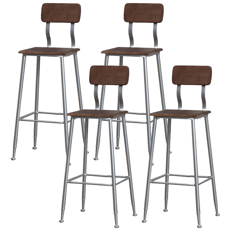 Modern Solid Wood Counter Stool Armless Bar Height Bar Stool with Footrest Silver 4 Piece Set Clearhalo 'Bar Furniture' 'Bar Stools' 'bar_stools' 'furn' 'furn_bar_stools' 'Furniture' 'Kitchen & Dining Furniture' 6372528