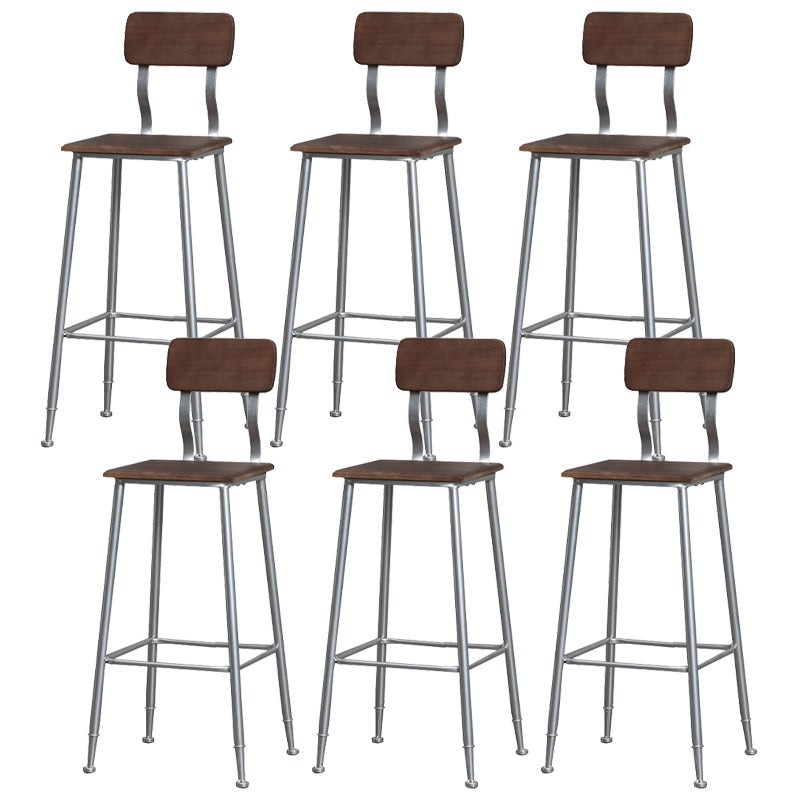 Modern Solid Wood Counter Stool Armless Bar Height Bar Stool with Footrest Silver 6 Piece Set Clearhalo 'Bar Furniture' 'Bar Stools' 'bar_stools' 'furn' 'furn_bar_stools' 'Furniture' 'Kitchen & Dining Furniture' 6372531
