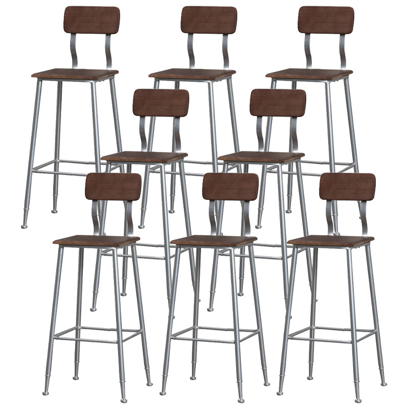 Modern Solid Wood Counter Stool Armless Bar Height Bar Stool with Footrest Silver 8 Piece Set Clearhalo 'Bar Furniture' 'Bar Stools' 'bar_stools' 'furn' 'furn_bar_stools' 'Furniture' 'Kitchen & Dining Furniture' 6372532