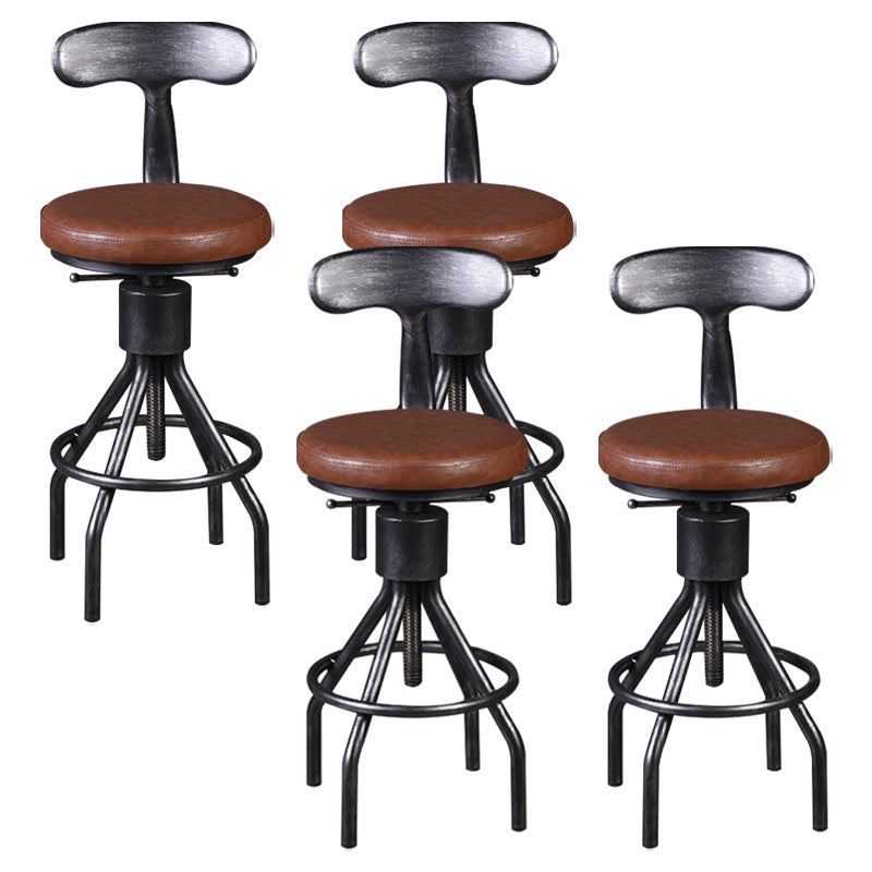 Industrial Metal Counter Height Stools Adjustable Bar Stool for Indoor Leather With Back 4 Piece Set Clearhalo 'Bar Furniture' 'Bar Stools' 'bar_stools' 'furn' 'furn_bar_stools' 'Furniture' 'Kitchen & Dining Furniture' 6372539