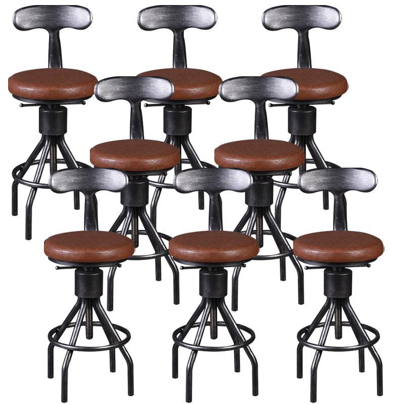 Industrial Metal Counter Height Stools Adjustable Bar Stool for Indoor Leather With Back 8 Piece Set Clearhalo 'Bar Furniture' 'Bar Stools' 'bar_stools' 'furn' 'furn_bar_stools' 'Furniture' 'Kitchen & Dining Furniture' 6372541