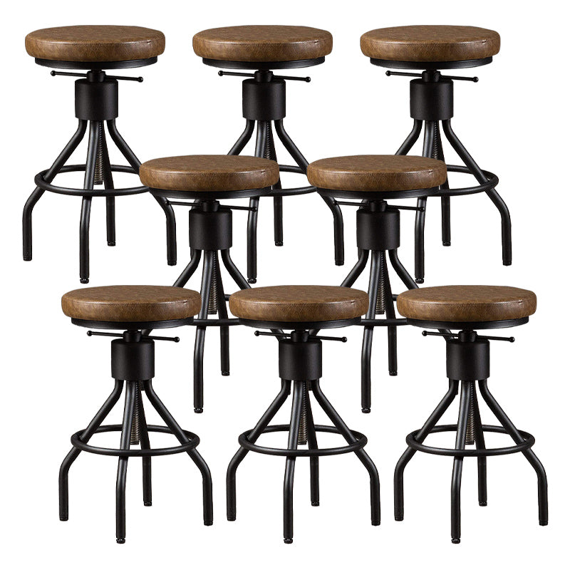 Industrial Metal Counter Height Stools Adjustable Bar Stool for Indoor Leather Backless 8 Piece Set Clearhalo 'Bar Furniture' 'Bar Stools' 'bar_stools' 'furn' 'furn_bar_stools' 'Furniture' 'Kitchen & Dining Furniture' 6372544