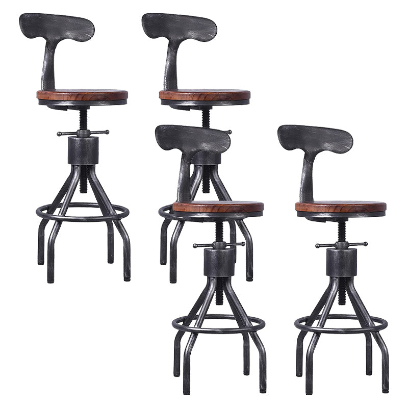 Industrial Metal Counter Height Stools Adjustable Bar Stool for Indoor Wood With Back 4 Piece Set Clearhalo 'Bar Furniture' 'Bar Stools' 'bar_stools' 'furn' 'furn_bar_stools' 'Furniture' 'Kitchen & Dining Furniture' 6372546