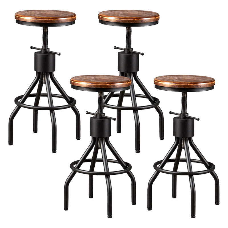 Industrial Metal Counter Height Stools Adjustable Bar Stool for Indoor Wood Backless 4 Piece Set Clearhalo 'Bar Furniture' 'Bar Stools' 'bar_stools' 'furn' 'furn_bar_stools' 'Furniture' 'Kitchen & Dining Furniture' 6372550