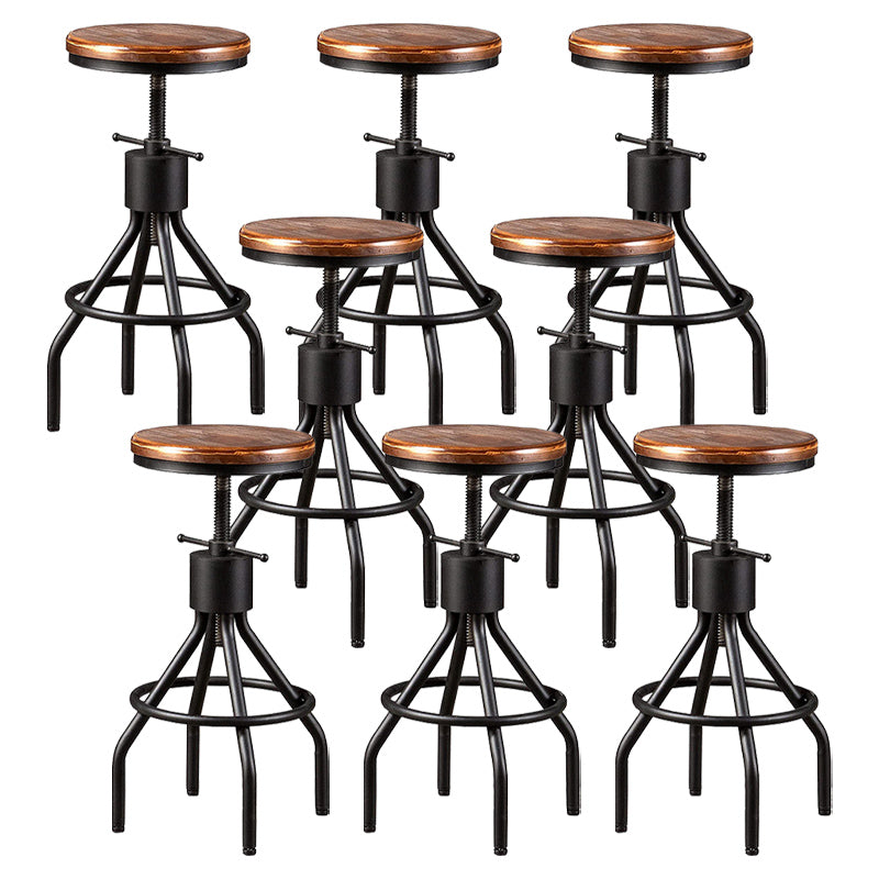 Industrial Metal Counter Height Stools Adjustable Bar Stool for Indoor Wood Backless 8 Piece Set Clearhalo 'Bar Furniture' 'Bar Stools' 'bar_stools' 'furn' 'furn_bar_stools' 'Furniture' 'Kitchen & Dining Furniture' 6372552