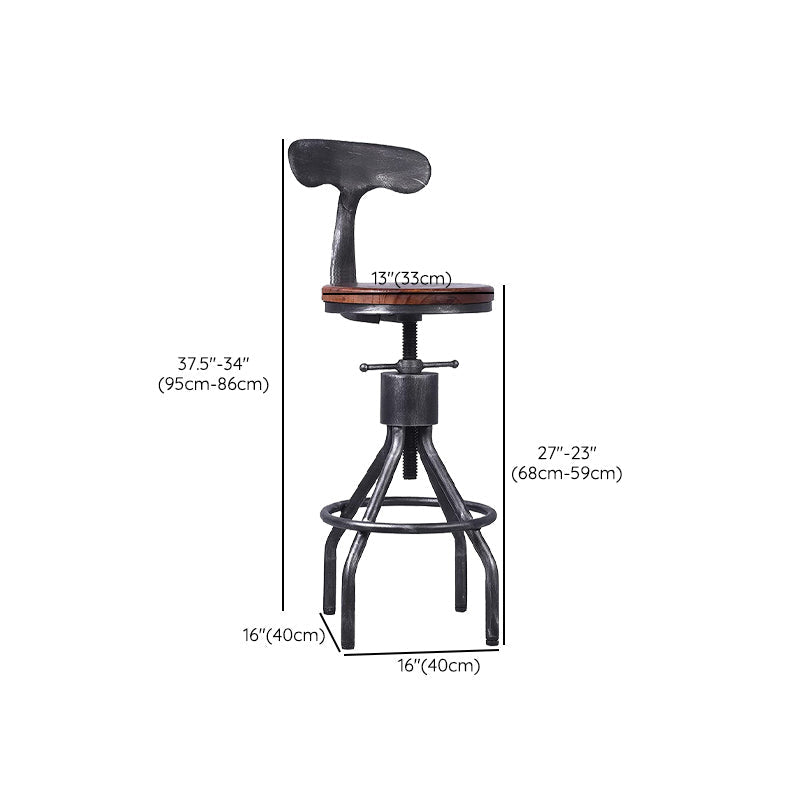 Industrial Metal Counter Height Stools Adjustable Bar Stool for Indoor Clearhalo 'Bar Furniture' 'Bar Stools' 'bar_stools' 'furn' 'furn_bar_stools' 'Furniture' 'Kitchen & Dining Furniture' 6372560