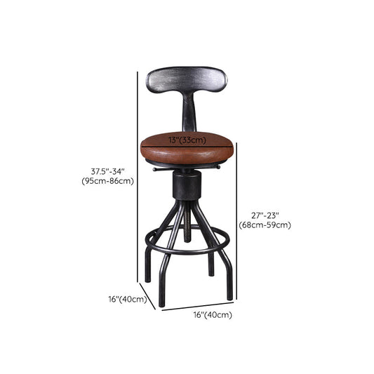 Industrial Metal Counter Height Stools Adjustable Bar Stool for Indoor Clearhalo 'Bar Furniture' 'Bar Stools' 'bar_stools' 'furn' 'furn_bar_stools' 'Furniture' 'Kitchen & Dining Furniture' 6372561