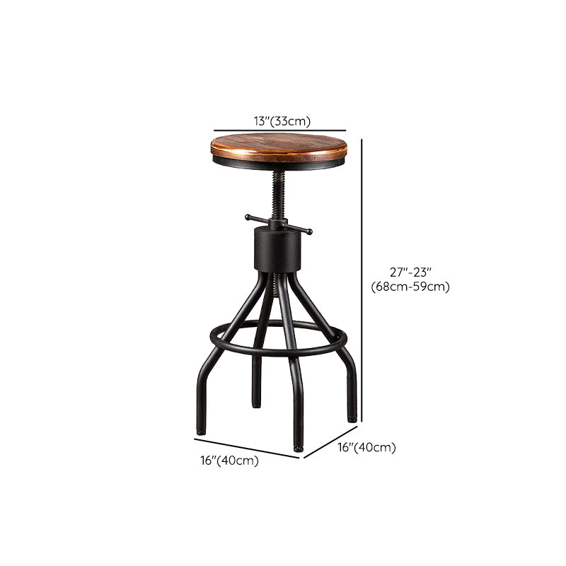 Industrial Metal Counter Height Stools Adjustable Bar Stool for Indoor Clearhalo 'Bar Furniture' 'Bar Stools' 'bar_stools' 'furn' 'furn_bar_stools' 'Furniture' 'Kitchen & Dining Furniture' 6372562
