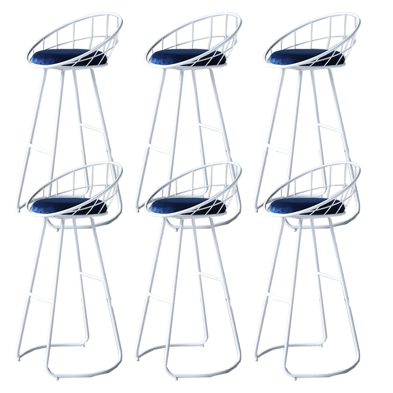 Contemporary Style Counter Stool Upholstered Bar Stool with Metal Base White 6 Piece Set Clearhalo 'Bar Furniture' 'Bar Stools' 'bar_stools' 'furn' 'furn_bar_stools' 'Furniture' 'Kitchen & Dining Furniture' 6372604