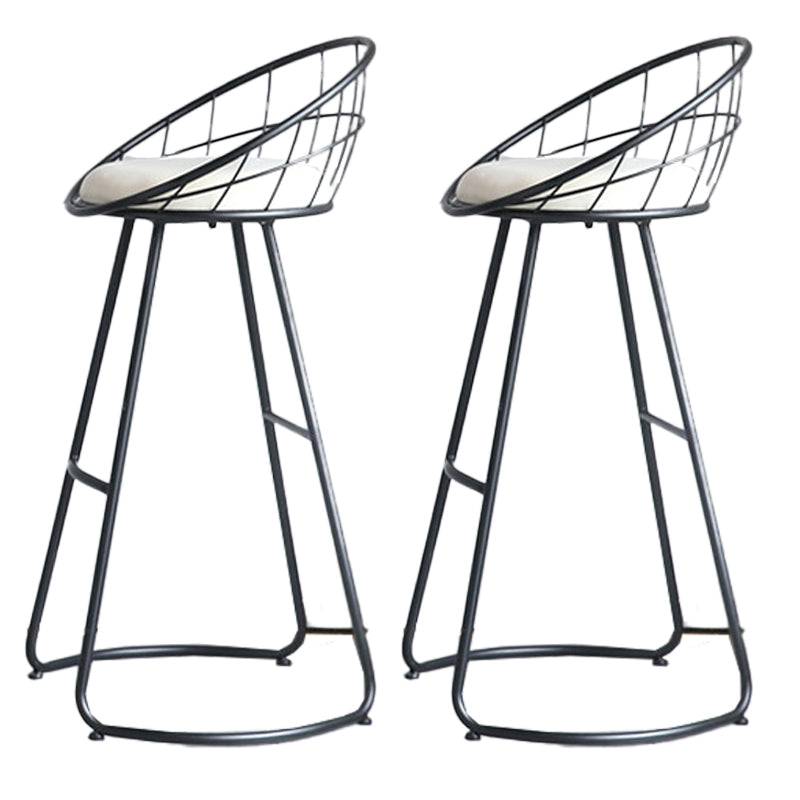 Contemporary Style Counter Stool Upholstered Bar Stool with Metal Base Black 2 Piece Set Clearhalo 'Bar Furniture' 'Bar Stools' 'bar_stools' 'furn' 'furn_bar_stools' 'Furniture' 'Kitchen & Dining Furniture' 6372610