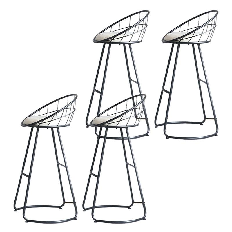 Contemporary Style Counter Stool Upholstered Bar Stool with Metal Base Black 4 Piece Set Clearhalo 'Bar Furniture' 'Bar Stools' 'bar_stools' 'furn' 'furn_bar_stools' 'Furniture' 'Kitchen & Dining Furniture' 6372611