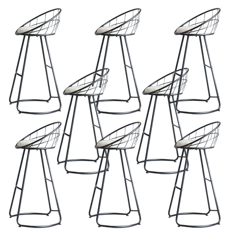 Contemporary Style Counter Stool Upholstered Bar Stool with Metal Base Black 8 Piece Set Clearhalo 'Bar Furniture' 'Bar Stools' 'bar_stools' 'furn' 'furn_bar_stools' 'Furniture' 'Kitchen & Dining Furniture' 6372615
