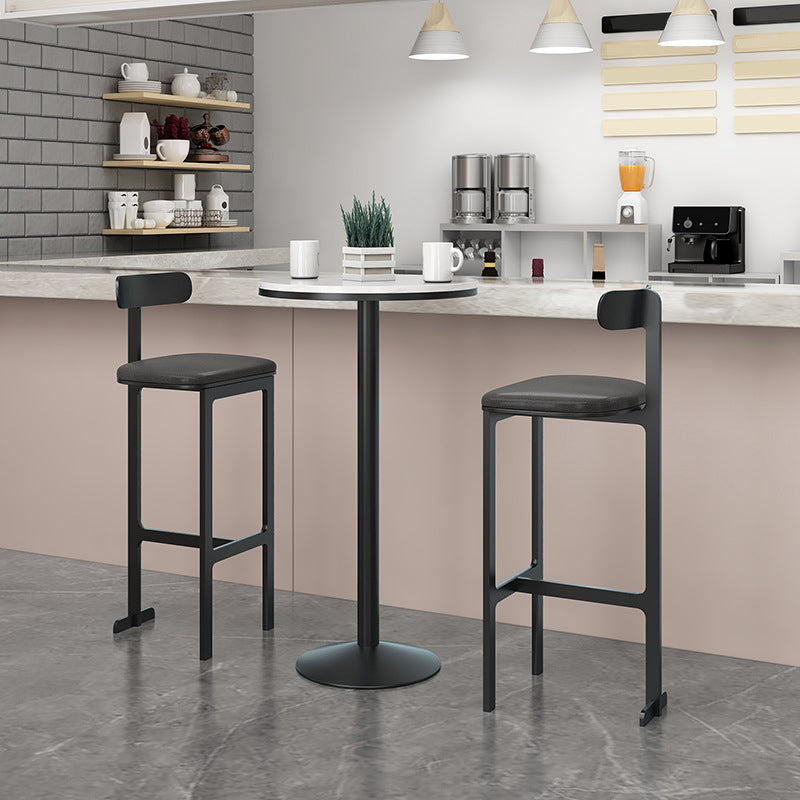 Modern Backrest Armless Counter Stool Iron Frame Bar Stool with Leather Cushion Clearhalo 'Bar Furniture' 'Bar Stools' 'bar_stools' 'furn' 'furn_bar_stools' 'Furniture' 'Kitchen & Dining Furniture' 6372724