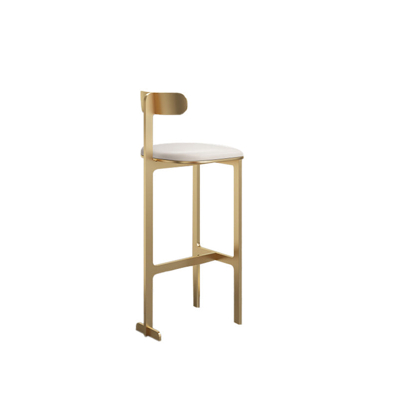 Modern Backrest Armless Counter Stool Iron Frame Bar Stool with Leather Cushion Gold 1 Piece Counter Stool(26"H) Clearhalo 'Bar Furniture' 'Bar Stools' 'bar_stools' 'furn' 'furn_bar_stools' 'Furniture' 'Kitchen & Dining Furniture' 6372725
