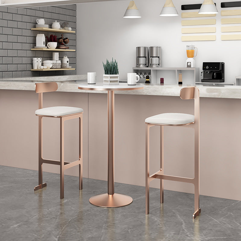 Modern Backrest Armless Counter Stool Iron Frame Bar Stool with Leather Cushion Clearhalo 'Bar Furniture' 'Bar Stools' 'bar_stools' 'furn' 'furn_bar_stools' 'Furniture' 'Kitchen & Dining Furniture' 6372726