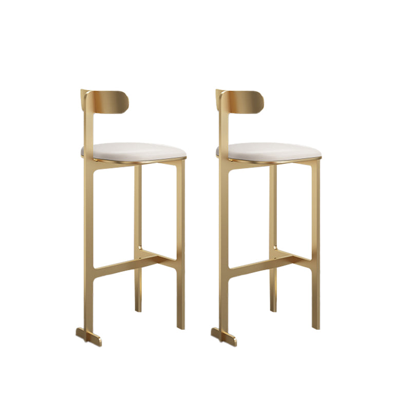 Modern Backrest Armless Counter Stool Iron Frame Bar Stool with Leather Cushion Gold 2 Piece Set Counter Stool(26"H) Clearhalo 'Bar Furniture' 'Bar Stools' 'bar_stools' 'furn' 'furn_bar_stools' 'Furniture' 'Kitchen & Dining Furniture' 6372727