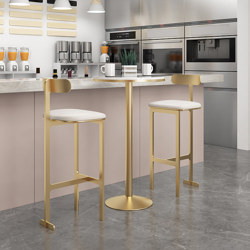 Modern Backrest Armless Counter Stool Iron Frame Bar Stool with Leather Cushion Clearhalo 'Bar Furniture' 'Bar Stools' 'bar_stools' 'furn' 'furn_bar_stools' 'Furniture' 'Kitchen & Dining Furniture' 6372728