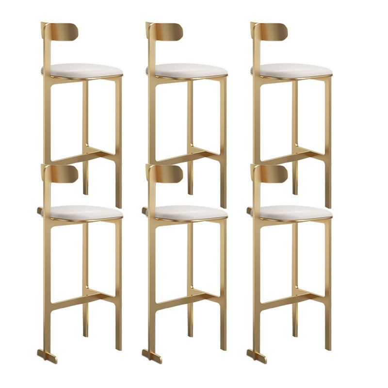 Modern Backrest Armless Counter Stool Iron Frame Bar Stool with Leather Cushion Gold 6 Piece Set Counter Stool(26"H) Clearhalo 'Bar Furniture' 'Bar Stools' 'bar_stools' 'furn' 'furn_bar_stools' 'Furniture' 'Kitchen & Dining Furniture' 6372731