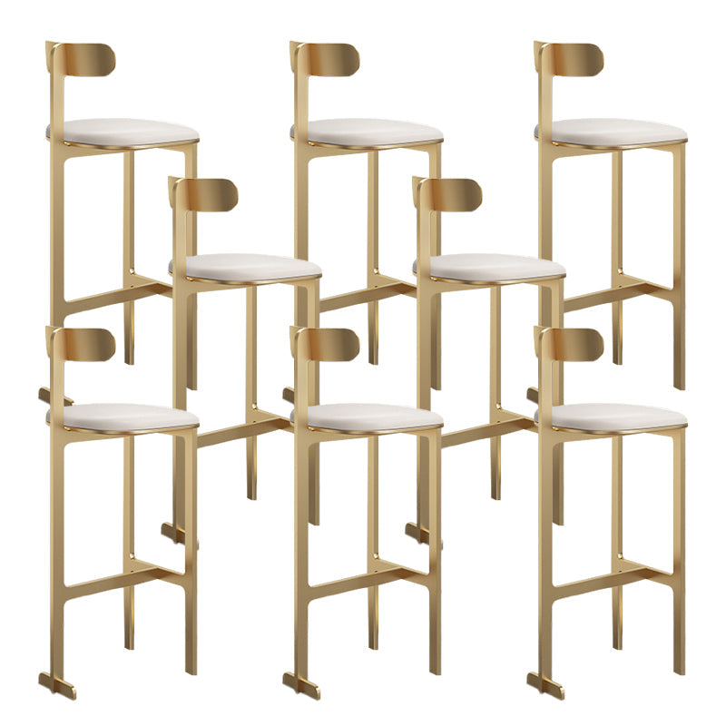 Modern Backrest Armless Counter Stool Iron Frame Bar Stool with Leather Cushion Gold 8 Piece Set Counter Stool(26"H) Clearhalo 'Bar Furniture' 'Bar Stools' 'bar_stools' 'furn' 'furn_bar_stools' 'Furniture' 'Kitchen & Dining Furniture' 6372733