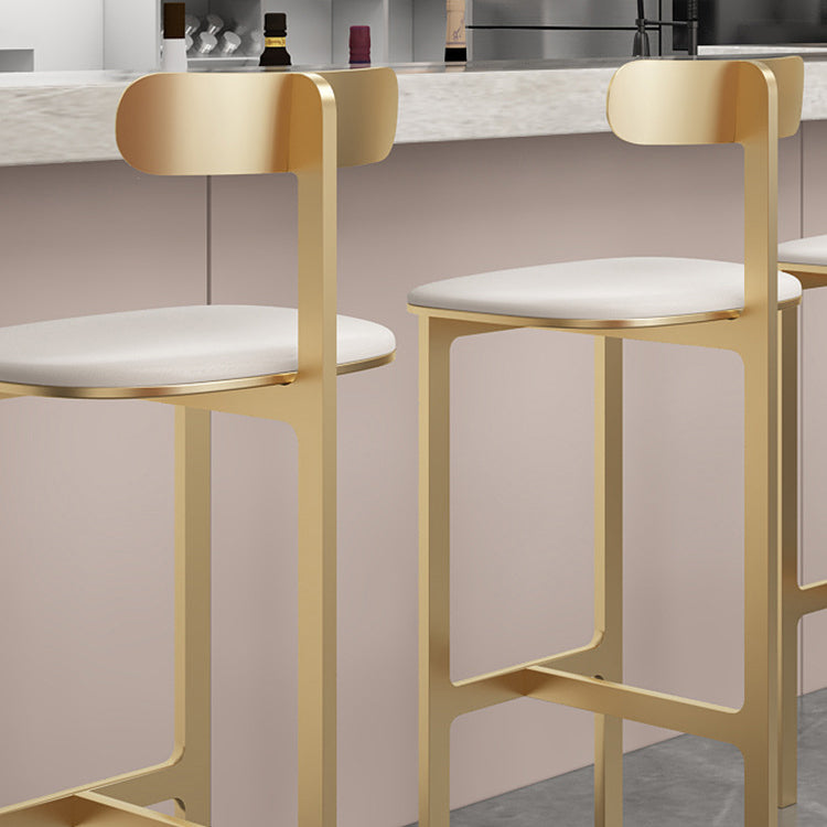 Modern Backrest Armless Counter Stool Iron Frame Bar Stool with Leather Cushion Clearhalo 'Bar Furniture' 'Bar Stools' 'bar_stools' 'furn' 'furn_bar_stools' 'Furniture' 'Kitchen & Dining Furniture' 6372734
