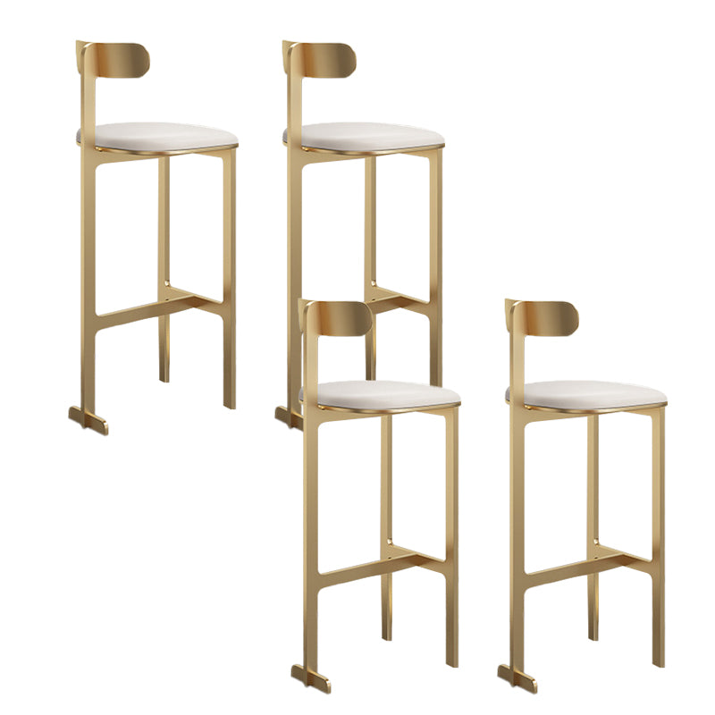 Modern Backrest Armless Counter Stool Iron Frame Bar Stool with Leather Cushion Gold 4 Piece Set Bar Stool(30"H) Clearhalo 'Bar Furniture' 'Bar Stools' 'bar_stools' 'furn' 'furn_bar_stools' 'Furniture' 'Kitchen & Dining Furniture' 6372738