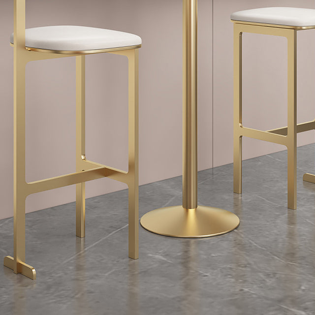 Modern Backrest Armless Counter Stool Iron Frame Bar Stool with Leather Cushion Clearhalo 'Bar Furniture' 'Bar Stools' 'bar_stools' 'furn' 'furn_bar_stools' 'Furniture' 'Kitchen & Dining Furniture' 6372739