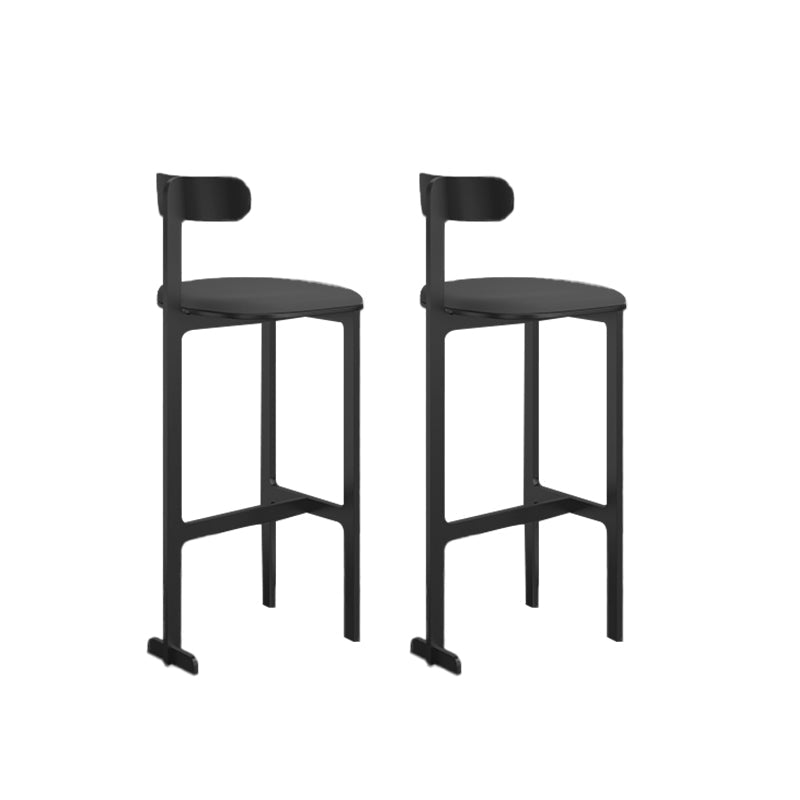 Modern Backrest Armless Counter Stool Iron Frame Bar Stool with Leather Cushion Black 2 Piece Set Counter Stool(26"H) Clearhalo 'Bar Furniture' 'Bar Stools' 'bar_stools' 'furn' 'furn_bar_stools' 'Furniture' 'Kitchen & Dining Furniture' 6372743