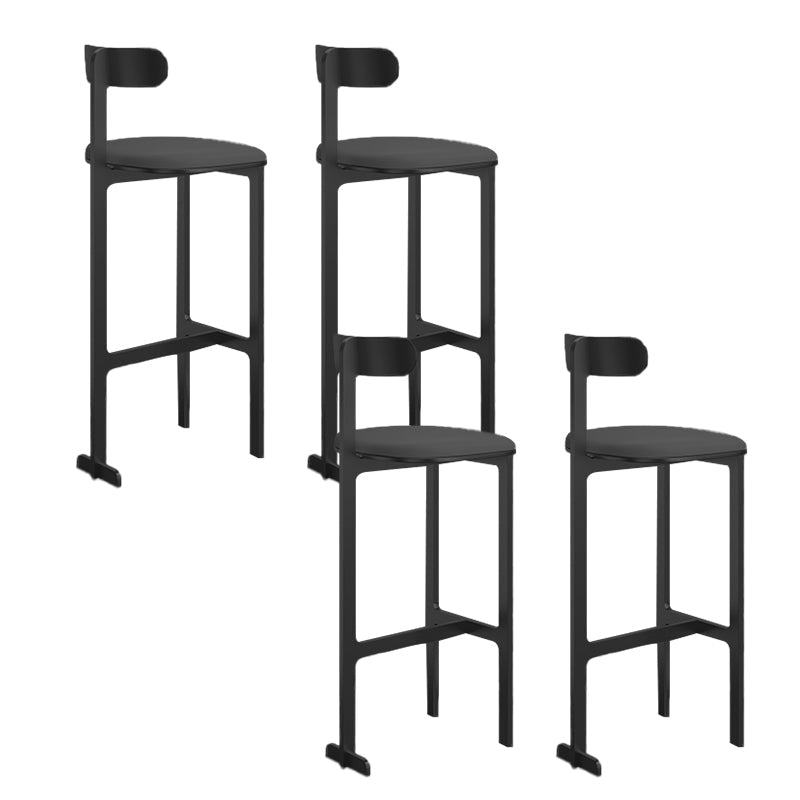 Modern Backrest Armless Counter Stool Iron Frame Bar Stool with Leather Cushion Black 4 Piece Set Bar Stool(30"H) Clearhalo 'Bar Furniture' 'Bar Stools' 'bar_stools' 'furn' 'furn_bar_stools' 'Furniture' 'Kitchen & Dining Furniture' 6372749