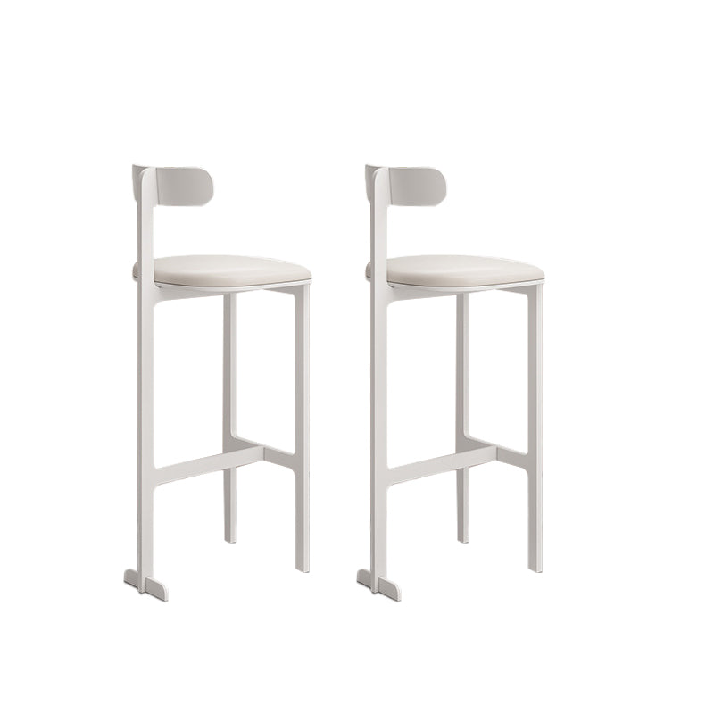 Modern Backrest Armless Counter Stool Iron Frame Bar Stool with Leather Cushion White 2 Piece Set Counter Stool(26"H) Clearhalo 'Bar Furniture' 'Bar Stools' 'bar_stools' 'furn' 'furn_bar_stools' 'Furniture' 'Kitchen & Dining Furniture' 6372753