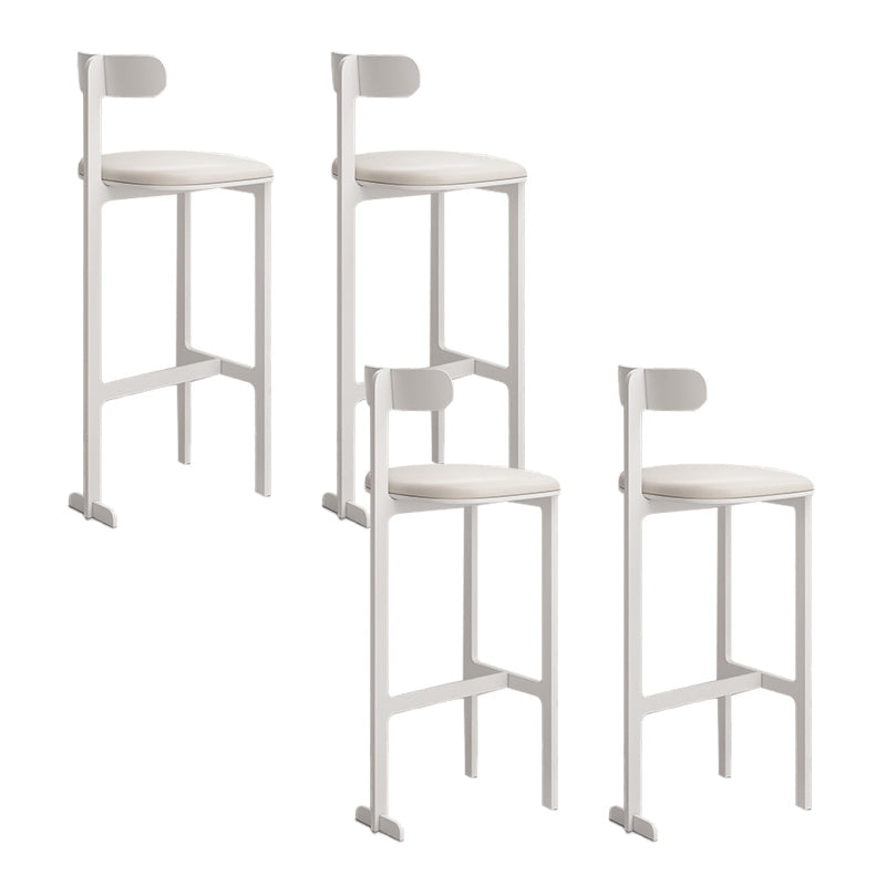 Modern Backrest Armless Counter Stool Iron Frame Bar Stool with Leather Cushion White 4 Piece Set Counter Stool(26"H) Clearhalo 'Bar Furniture' 'Bar Stools' 'bar_stools' 'furn' 'furn_bar_stools' 'Furniture' 'Kitchen & Dining Furniture' 6372754