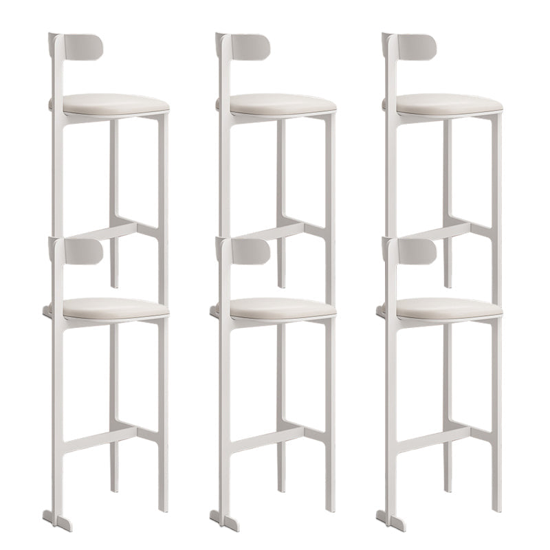 Modern Backrest Armless Counter Stool Iron Frame Bar Stool with Leather Cushion White 6 Piece Set Counter Stool(26"H) Clearhalo 'Bar Furniture' 'Bar Stools' 'bar_stools' 'furn' 'furn_bar_stools' 'Furniture' 'Kitchen & Dining Furniture' 6372755