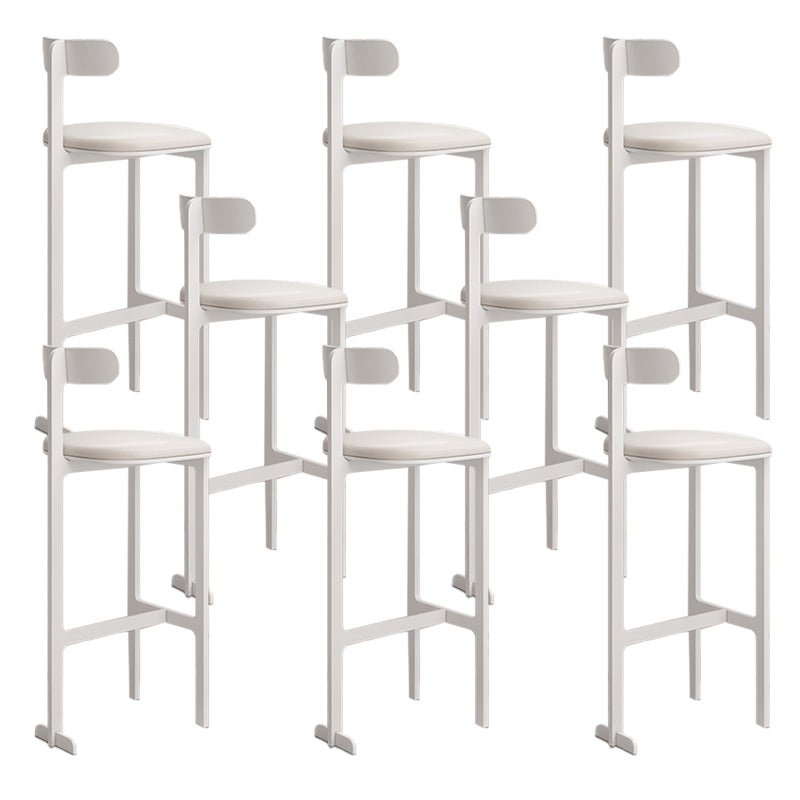 Modern Backrest Armless Counter Stool Iron Frame Bar Stool with Leather Cushion White 8 Piece Set Counter Stool(26"H) Clearhalo 'Bar Furniture' 'Bar Stools' 'bar_stools' 'furn' 'furn_bar_stools' 'Furniture' 'Kitchen & Dining Furniture' 6372756