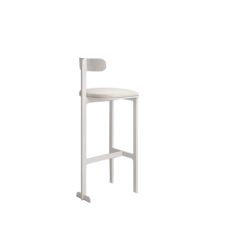 Modern Backrest Armless Counter Stool Iron Frame Bar Stool with Leather Cushion White 1 Piece Bar Stool(30"H) Clearhalo 'Bar Furniture' 'Bar Stools' 'bar_stools' 'furn' 'furn_bar_stools' 'Furniture' 'Kitchen & Dining Furniture' 6372757