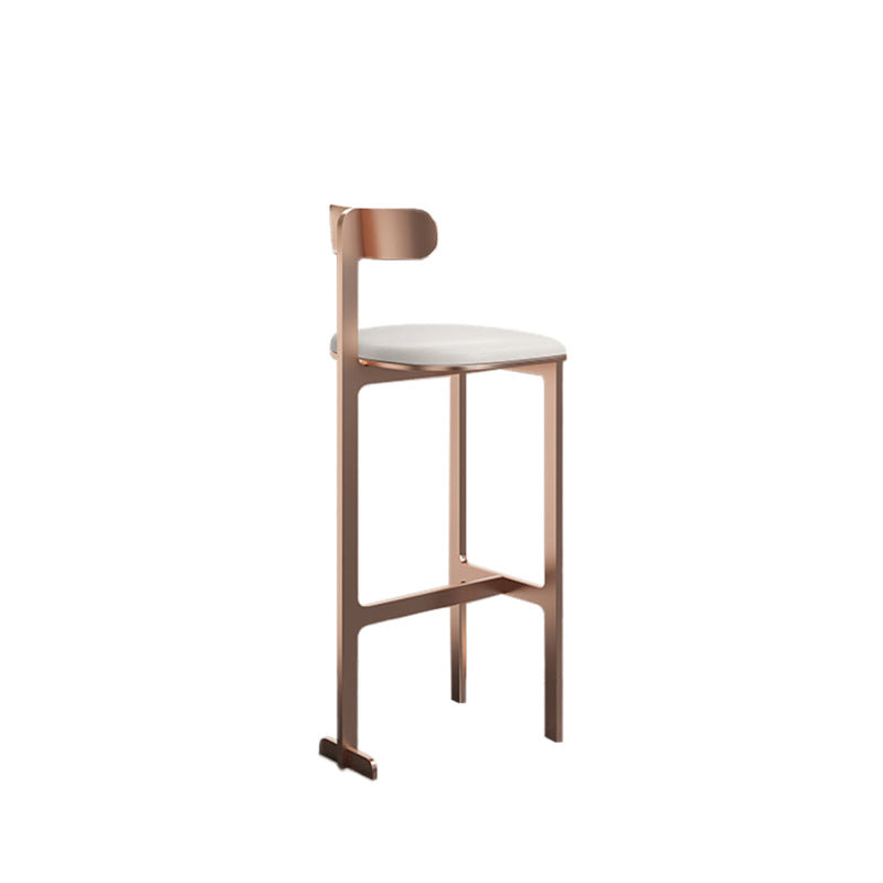 Modern Backrest Armless Counter Stool Iron Frame Bar Stool with Leather Cushion Rose Gold 1 Piece Counter Stool(26"H) Clearhalo 'Bar Furniture' 'Bar Stools' 'bar_stools' 'furn' 'furn_bar_stools' 'Furniture' 'Kitchen & Dining Furniture' 6372762