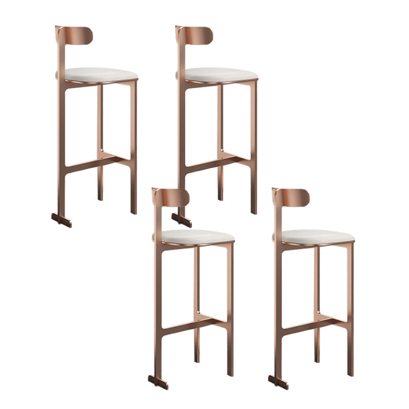 Modern Backrest Armless Counter Stool Iron Frame Bar Stool with Leather Cushion Rose Gold 4 Piece Set Counter Stool(26"H) Clearhalo 'Bar Furniture' 'Bar Stools' 'bar_stools' 'furn' 'furn_bar_stools' 'Furniture' 'Kitchen & Dining Furniture' 6372764
