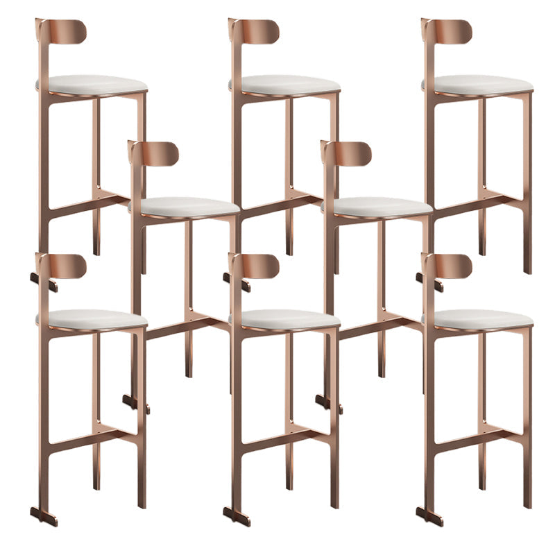 Modern Backrest Armless Counter Stool Iron Frame Bar Stool with Leather Cushion Rose Gold 8 Piece Set Counter Stool(26"H) Clearhalo 'Bar Furniture' 'Bar Stools' 'bar_stools' 'furn' 'furn_bar_stools' 'Furniture' 'Kitchen & Dining Furniture' 6372766