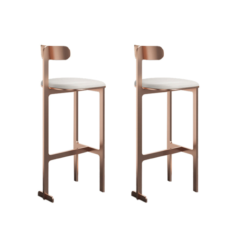 Modern Backrest Armless Counter Stool Iron Frame Bar Stool with Leather Cushion Rose Gold 2 Piece Set Bar Stool(30"H) Clearhalo 'Bar Furniture' 'Bar Stools' 'bar_stools' 'furn' 'furn_bar_stools' 'Furniture' 'Kitchen & Dining Furniture' 6372768